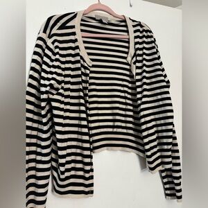 H&M Black and White Striped Cardigan